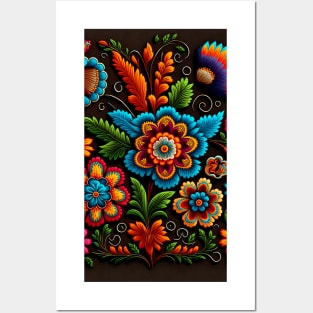 Botanical vintage Ethnic embroidery Floral design Posters and Art